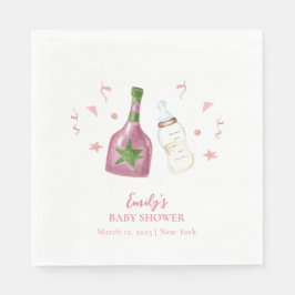 Pink Sweet Poppin Champagner Flaschen Babydusche Serviette