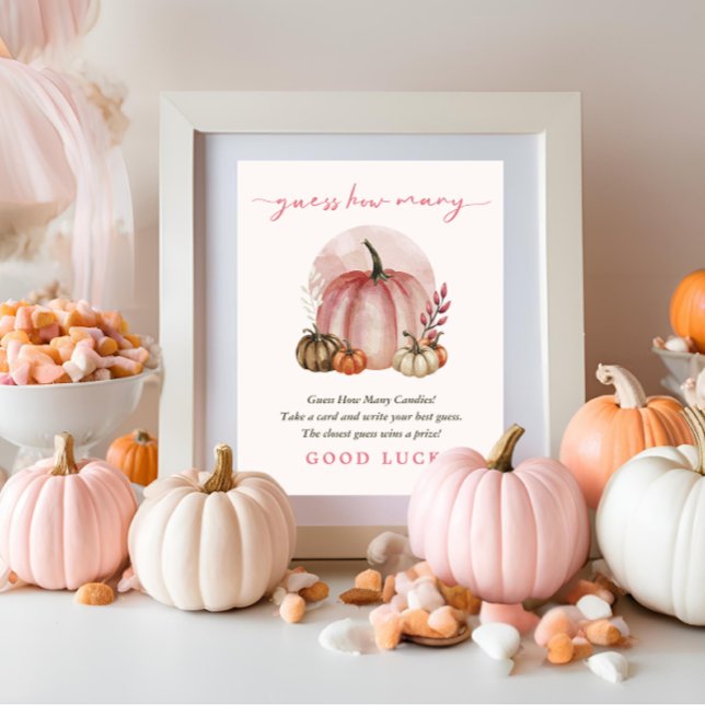 Pink Sweet Pumpkin Baby Dusche Ratet Wie viele? Poster (Von Creator hochgeladen)