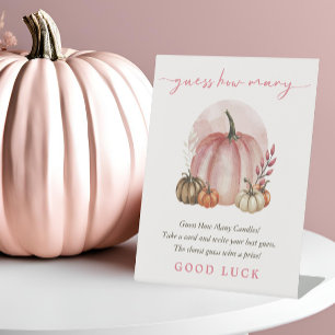 Pink Sweet Pumpkin Baby Dusche Ratet Wie viele? Sockelschild