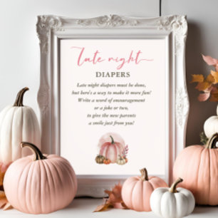 Pink Sweet Pumpkin Baby Dusche Spate Night Diapers Poster
