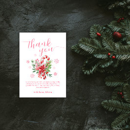 Pink Sweet Snowflake Festive Candy Baby Shower  Dankeskarte