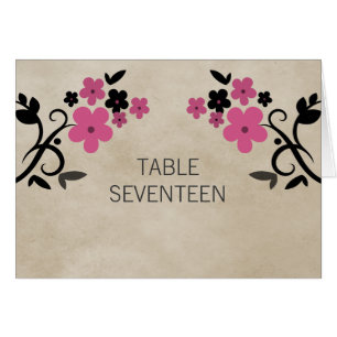 Pink Sweet Vintag Floral Tischnummer Card