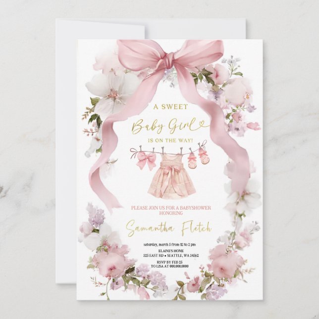 PINK  SWEETHEART BABYSHOWER PARTY INVITATION EINLADUNG (Vorderseite)