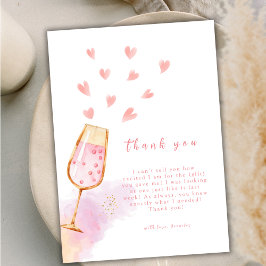 Pink Sweetheart Champagne Valentines Baby Dusche Dankeskarte