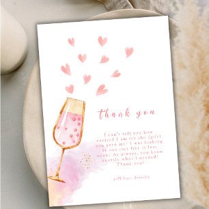 Pink Sweetheart Champagne Valentines Baby Dusche Dankeskarte