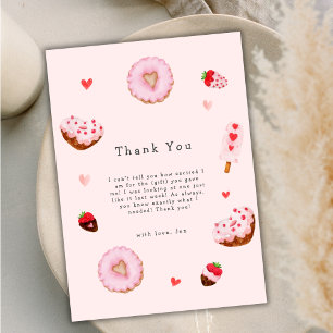 Pink Sweetheart Donuts Valentines Baby Dusche Dankeskarte