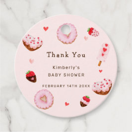 Pink Sweetheart Donuts Valentines Baby Dusche Geschenkanhänger