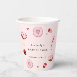 Pink Sweetheart Donuts Valentines Baby Dusche Pappbecher