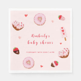 Pink Sweetheart Donuts Valentines Baby Dusche Serviette