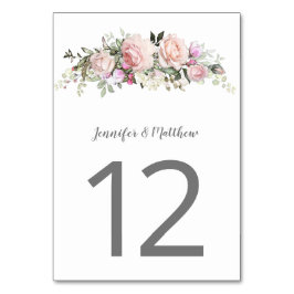 Pink Sweetheart Rose Aquarellfarben | Tischnummer