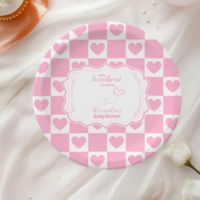 Pink Sweetheart Valentine's Day Babydusche Pappteller (Von Creator hochgeladen)