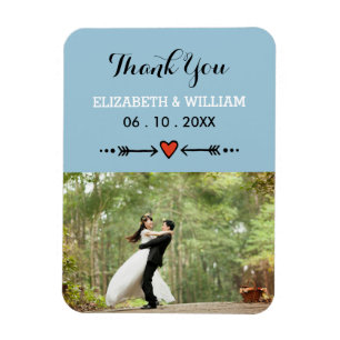 Pink Sweethearts & Arrows Blue Wedding Vielen Dank Magnet