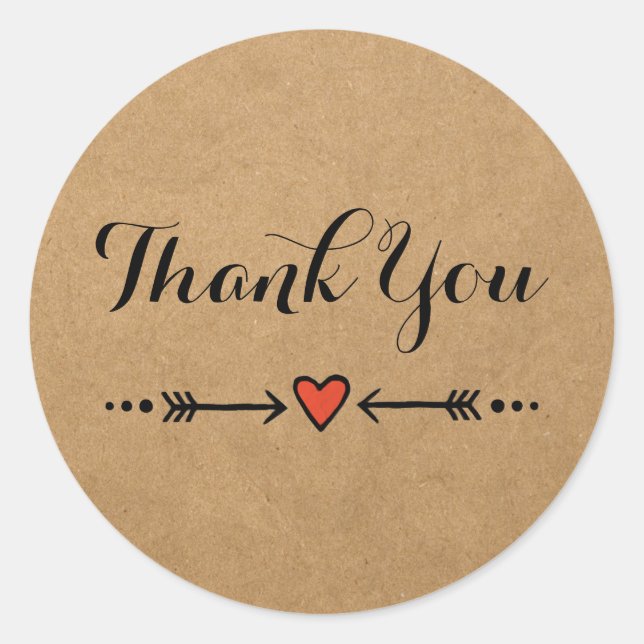 Pink Sweethearts & Arrows Rustic Vielen Dank Runder Aufkleber (Vorderseite)