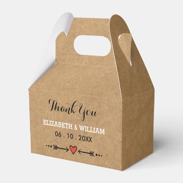 Pink Sweethearts & Arrows Rustic Wedding Vielen Da Geschenkschachtel (Vorderseite)