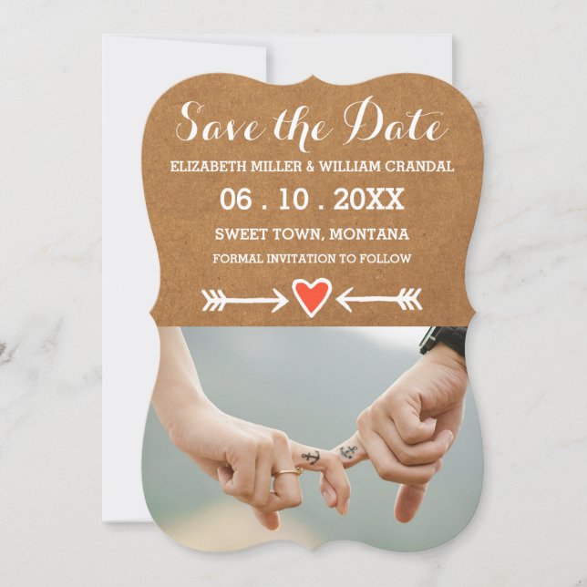 Pink Sweethearts & Arrows Weiß Save the Date (Vorderseite)