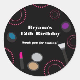 Pink Swirl Black Makeup Gastgeschenk Stickers