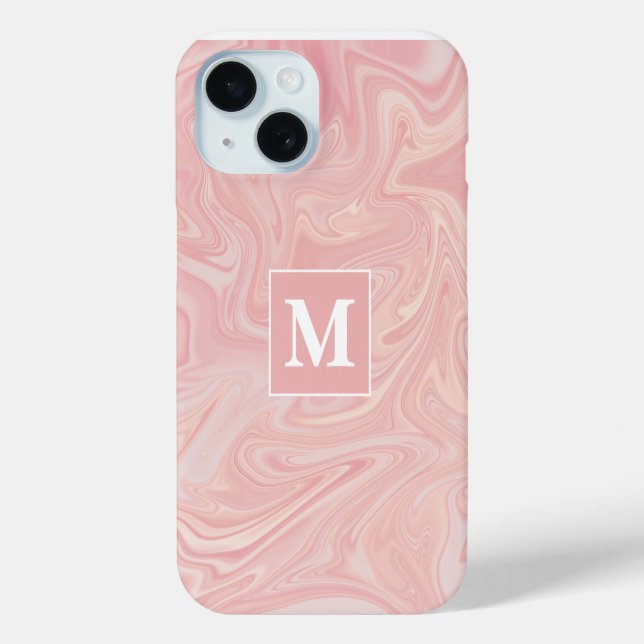 Pink Swirl Custom Monogram Case-Mate iPhone Hülle (Rückseite)
