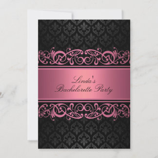 Pink Swirl Damask | Junggesellinnen-Abschiedseinla Einladung