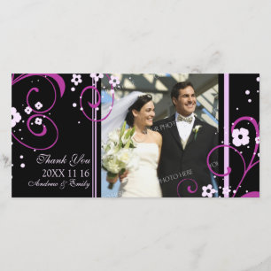 Pink Swirl Danke für die Hochzeit von Foto Cards