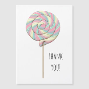 Pink Swirl Lollipop Magnet Card