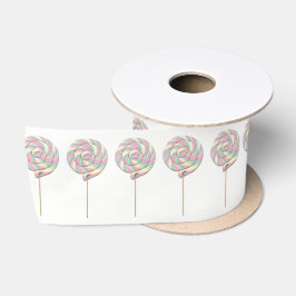 Pink Swirl Lollipop Ribbon - 3'' Satinband
