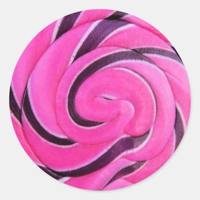Pink Swirl Lolly Runder Aufkleber (Vorderseite)