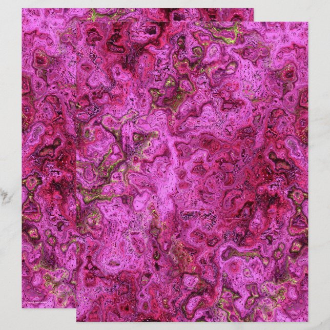 Pink Swirly Marble Scrapbook Paper 2-Sided Page (Vorne/Hinten)