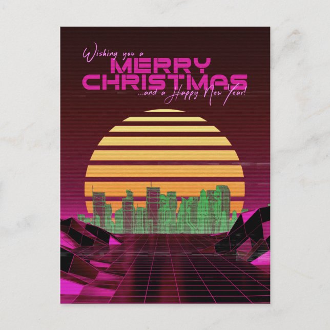 Pink Synthwave Weihnachten (Vorderseite)