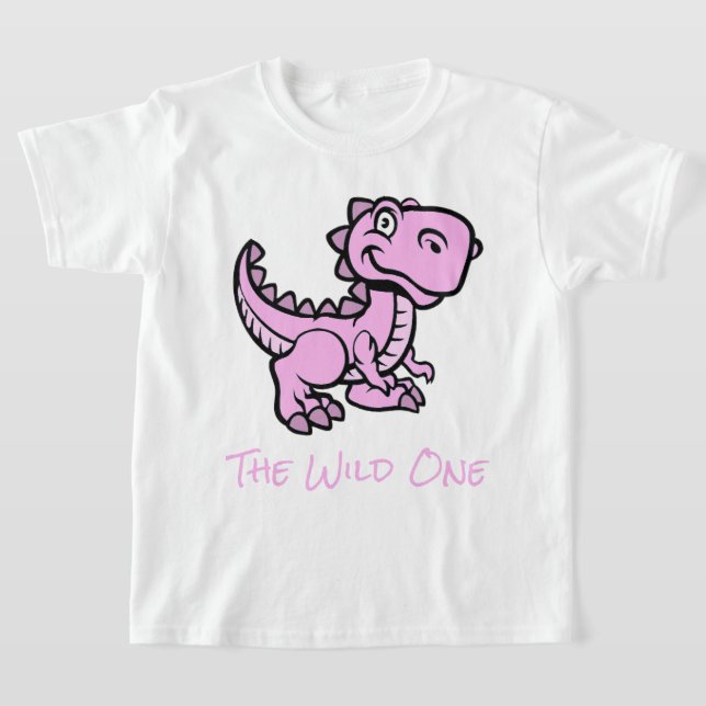 Pink T Rex Dinosaurier Personalisierter Name T-Shirt (Ablage )