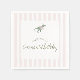 Pink T Rex Tutu Girl Birthday Party Napkins Serviette