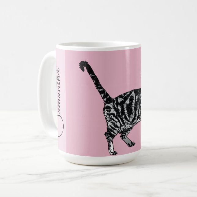 Pink Tabby Cat Cats Pink Girls Name Nursery Kaffeetasse (Vorderseite Links)