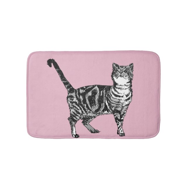 Pink Tabby Katze Pastel Girls Katzen Katzen Katzen Badematte (Vorderseite)