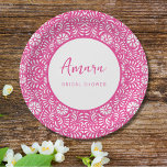 PINK TALAVERA BRAUTPARTY PAPPTELLER<br><div class="desc">Schöne rosa mexikanische Talavera-Blume</div>