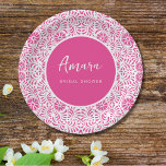 PINK TALAVERA BRAUTPARTY PAPPTELLER<br><div class="desc">Schöne rosa mexikanische Talavera-Blume</div>
