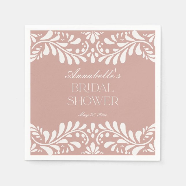 Pink Talavera Tile Spanisches Fiesta Brautparty Serviette (Vorderseite)