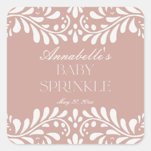 Pink Talavera Tile Spanish Fiesta Baby Sprinkle Quadratischer Aufkleber