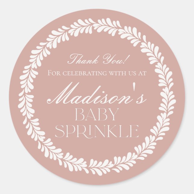 Pink Talavera Tile Spanish Fiesta Baby Sprinkle Runder Aufkleber (Vorderseite)