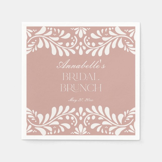 Pink Talavera Tile Spanish Fiesta Bridal Brunch Serviette (Vorderseite)