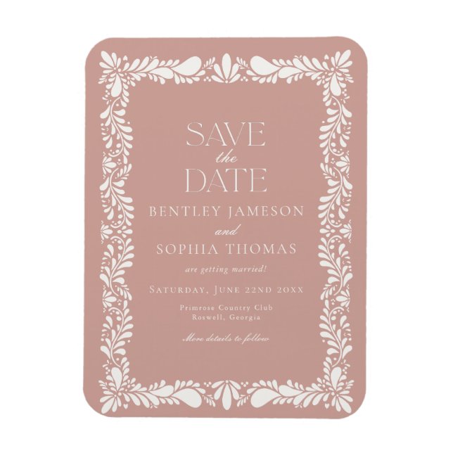 Pink Talavera Tile Spanish Fiesta Save the Date Magnet (Vertikal)