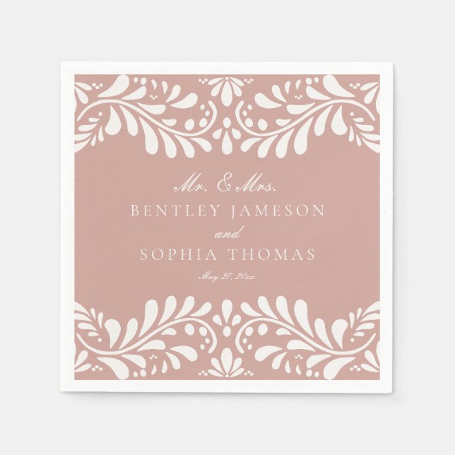 Pink Talavera Tile Spanish Style Fiesta Wedding Serviette (Vorderseite)