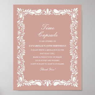 Pink Talavera Tile Time Kapsel Geburtstagsspiel Poster