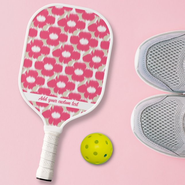 Pink Tan Floral Ikat Muster Benutzerdefinierter Te Pickleball Schläger (Von Creator hochgeladen)