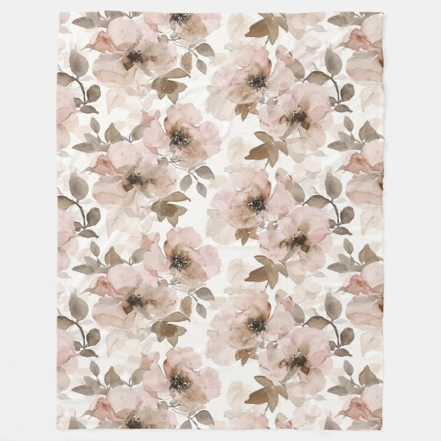 Pink Tan Floral Western Floral Fleecedecke (Vorderseite)
