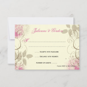 Pink Tan Grunge Wirbel Blätter Antwortkarten RSVP Karte