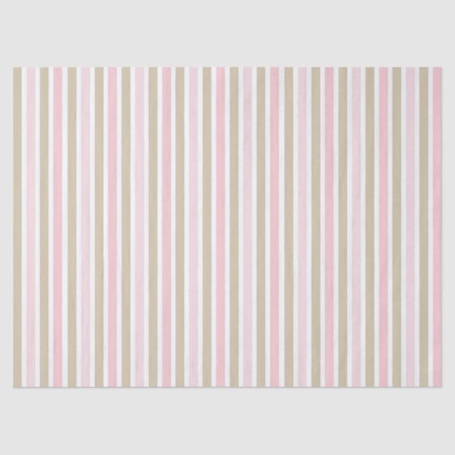 PINK TAN WHITE STRIPED PATTERN SEIDENPAPIER (Vorderseite)