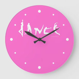 Pink-Tanz-Tänzer-Wanduhr für Studio usw. Große Wanduhr
