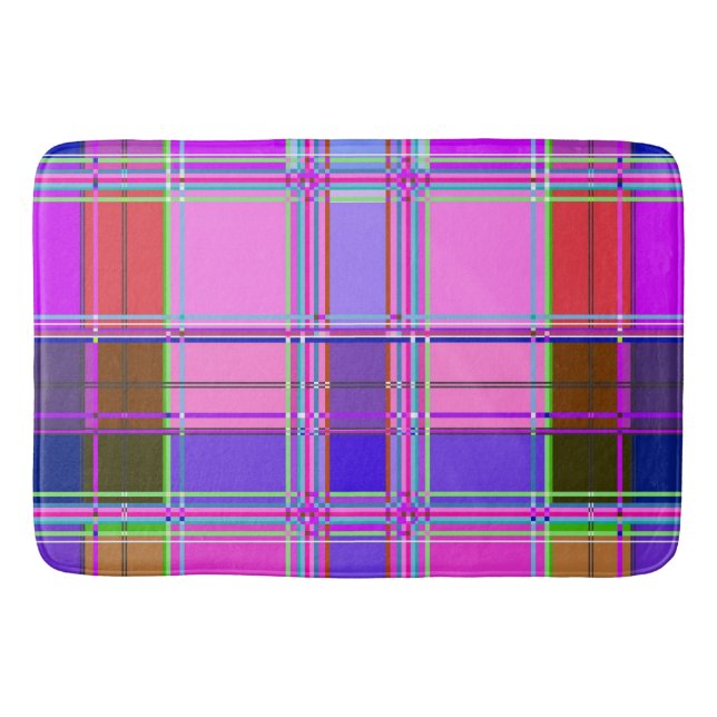 Pink tartan Fabric Pattern Cloth Madras Badematte (Vorderseite)