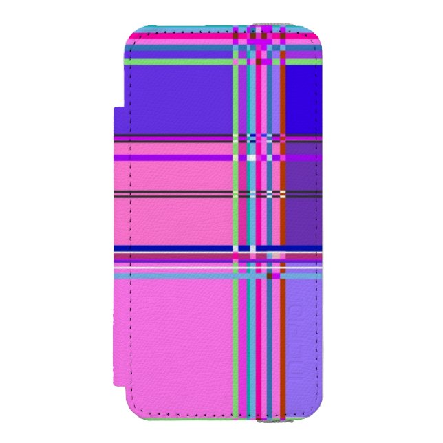 Pink tartan Fabric Pattern Cloth Madras Incipio iPhone Geldbeutel-Hülle (Folio Vorderseite)