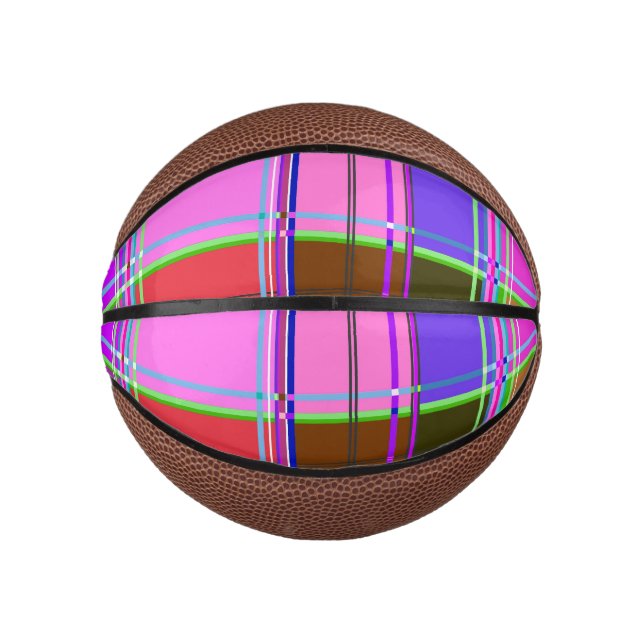 Pink tartan Fabric Pattern Cloth Madras Mini Basketball (Vorderseite)