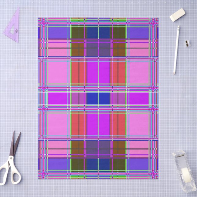 Pink tartan Fabric Pattern Cloth Madras Seidenpapier (Basteln)